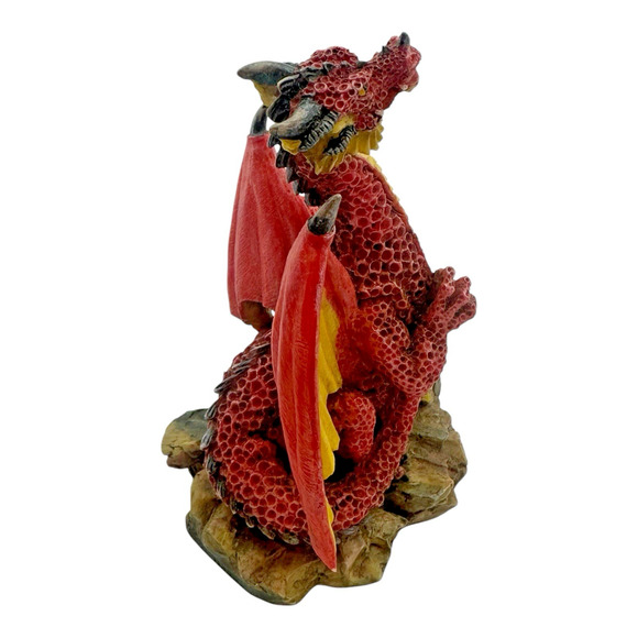 Vintage 1997 Myths & Legends #4I078 Red Dragon Gripping Wing Figurine w/ Box - Picture 6 of 13